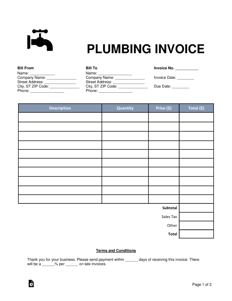 How To Write A Plumbing Invoice?