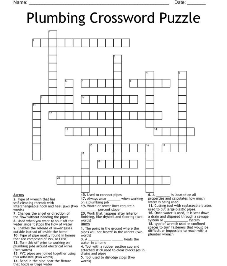 Problem For A Plumber Crossword